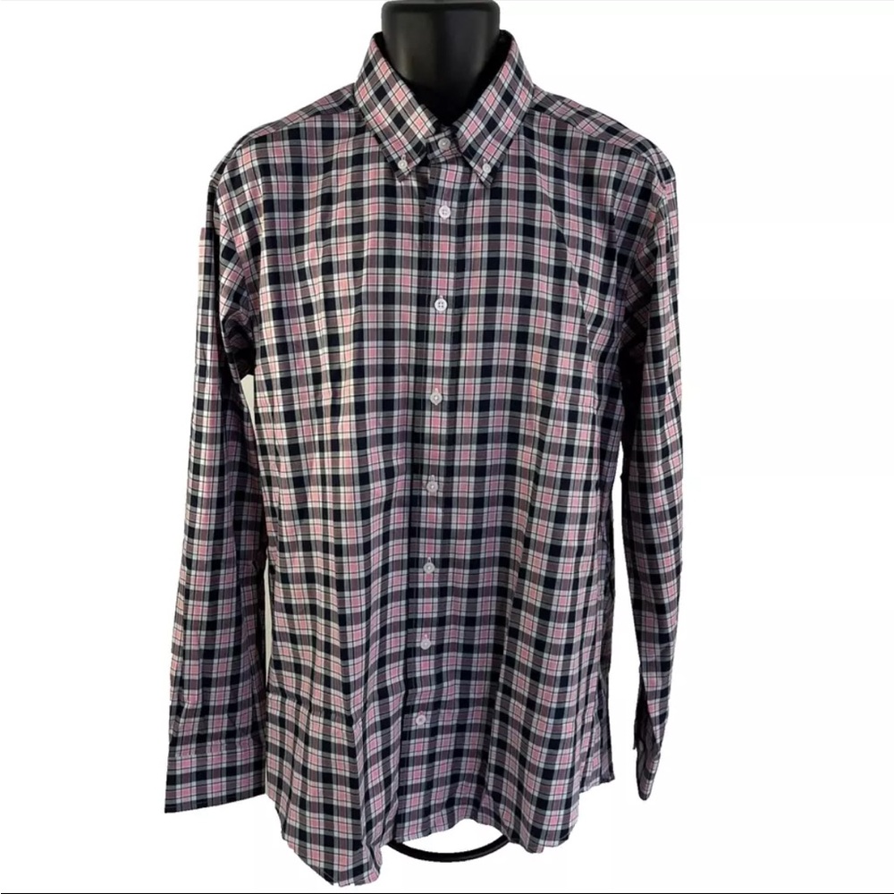Mens Footjoy 1857 Long Sleeve Button Down Shirt Sz L Pink Blue Plaid